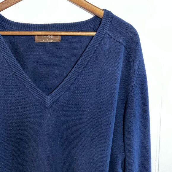 Thane Vintage V-Neck Sweater Womens Large Blue Cuffing Long Sleeve Cabin Classic - Picture 3 of 9